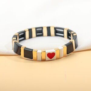 NEW Roxanne Assoulin Neutral Heart Gold Black Classics Bracelet